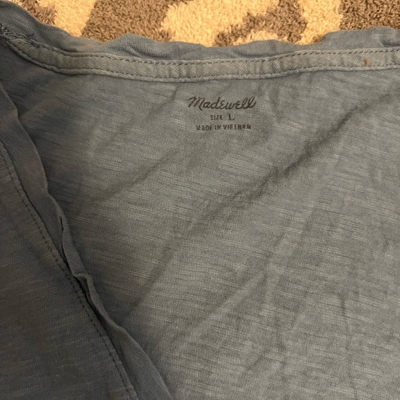Madewell Slate Blue V-Neck Tee - Picture 2 of 2